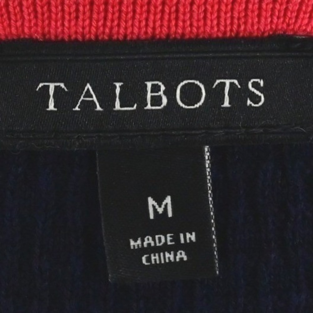 Talbots Preppy Navy Blue Red White Striped Trim Cardigan Shell Twin Set Luxe - Picture 3 of 16